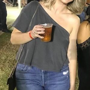 We The Free - one Shoulder Grey top